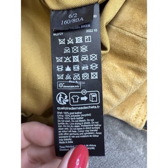 All Saints Tassel Fringe Cropped Genuine Suede Leather Biker Jacket sz 2 US - Picture 15 of 16